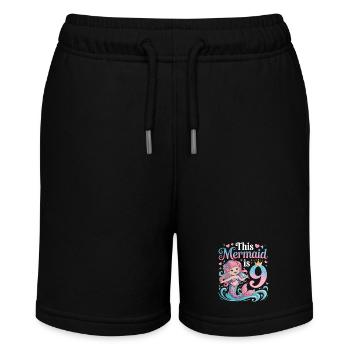 Mermaid 9th Birthday 9 Years - Stanley/Stella MINI BOLTER Organic Teen Jogging Shorts - black - Front