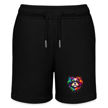 Shih Tzu | Kleinhund Pop Art - Stanley/Stella Teenager Bio-Joggingshorts MINI BOLTER - Schwarz - Vorne