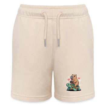 Gamer Duo Capybara auf Schildkröte - Stanley/Stella Teenager Bio-Joggingshorts MINI BOLTER - Natur - Vorne
