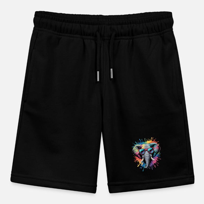 Bunter Elefant Wasserfarben Spritzer Stanley/Stella Teenager Bio-Joggingshorts MINI BOLTER