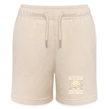 Cat on a leash is annoying | Cat humor - Stanley/Stella MINI BOLTER Organic Teen Jogging Shorts - soft Ecru - Front