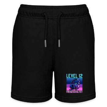 11. Geburtstag Junge Mädchen Gamer Level 11 - Stanley/Stella Teenager Bio-Joggingshorts MINI BOLTER - Schwarz - Vorne