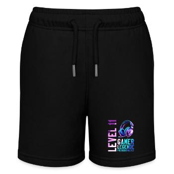 11. Geburtstag Junge Mädchen Gaming Level 11 Jahre - Stanley/Stella Teenager Bio-Joggingshorts MINI BOLTER - Schwarz - Vorne