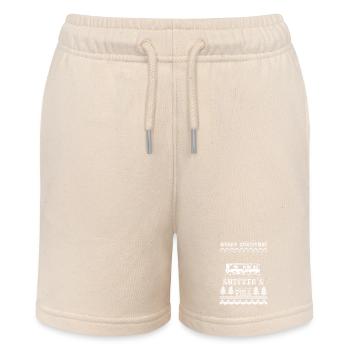 Retro Camper Winter Knit Scene - Stanley/Stella MINI BOLTER Organic Teen Jogging Shorts - soft Ecru - Front
