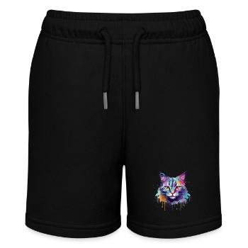 Bunte Splash Art Australische Nebelkatzengesicht - Stanley/Stella Teenager Bio-Joggingshorts MINI BOLTER - Schwarz - Vorne