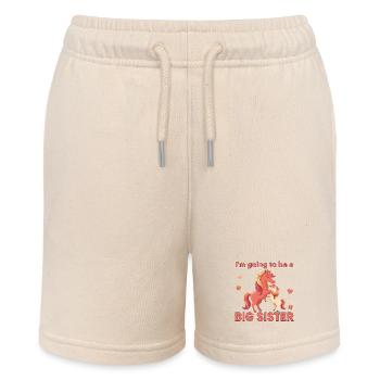 Gender Reveal Im Going To Be A Big Sister Baby - Stanley/Stella MINI BOLTER Organic Teen Jogging Shorts - soft Ecru - Front