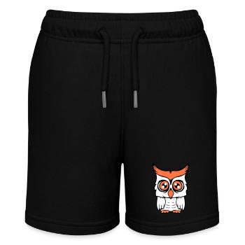 Eule Vogel Uhu Nachtvogel Schleiereule Kauz Comic - Stanley/Stella Teenager Bio-Joggingshorts MINI BOLTER - Schwarz - Vorne