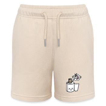 Never grow up - Unicorn toilet paper - Stanley/Stella MINI BOLTER Organic Teen Jogging Shorts - soft Ecru - Front