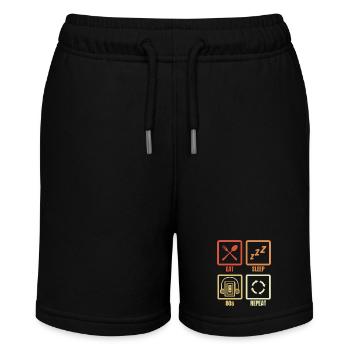 Essen Schlafen 80er Jahre Wiederholen - Stanley/Stella Teenager Bio-Joggingshorts MINI BOLTER - Schwarz - Vorne