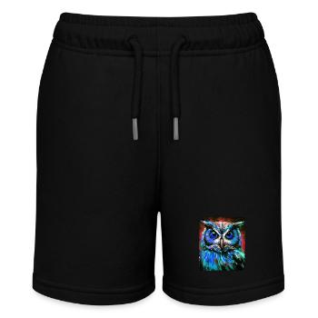 Owl Portrait - Stanley/Stella MINI BOLTER Organic Teen Jogging Shorts - black - Front
