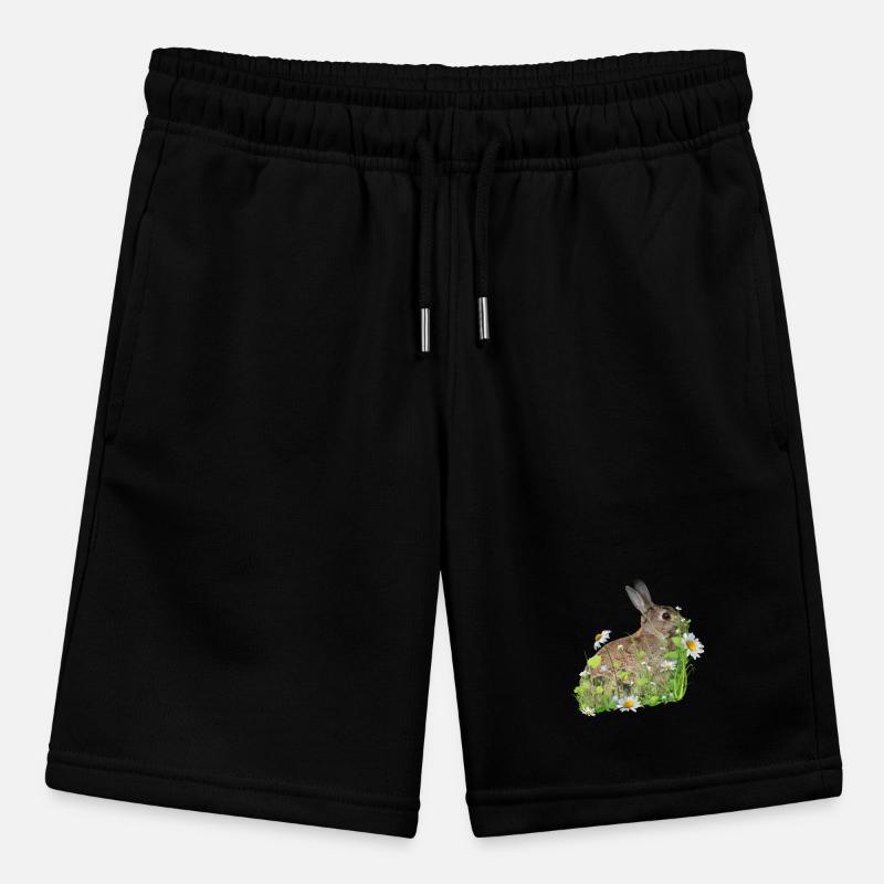 Rabbit White Flowers Stanley/Stella MINI BOLTER Organic Teen Jogging Shorts