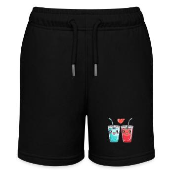 Soft DrinkCouple Love Drink Heart Valentine's Day - Stanley/Stella MINI BOLTER Organic Teen Jogging Shorts - black - Front