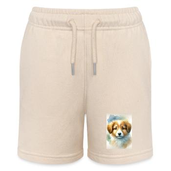 Aquarell Puppy - Stanley/Stella MINI BOLTER Organic Teen Jogging Shorts - soft Ecru - Front