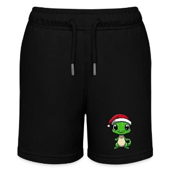 Echse Weihnachten Christmas - Stanley/Stella Teenager Bio-Joggingshorts MINI BOLTER - Schwarz - Vorne