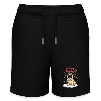 Pug als Weihnachtsmann - Stanley/Stella Teenager Bio-Joggingshorts MINI BOLTER - Schwarz - Vorne