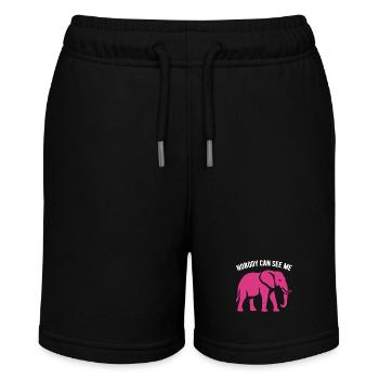 Rosa Elefant - Nobody can see me - Geschenk - Stanley/Stella Teenager Bio-Joggingshorts MINI BOLTER - Schwarz - Vorne