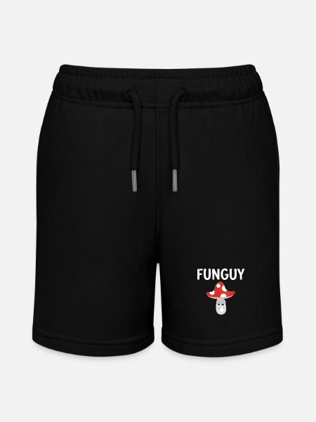Fun guy funny T shirt Screenprinted Mushroom Humor - Stanley/Stella MINI BOLTER Organic Teen Jogging Shorts - black