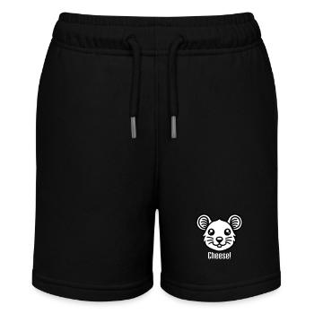 Cute looking Mouse - "Cheese" Design - Stanley/Stella MINI BOLTER Organic Teen Jogging Shorts - black - Front