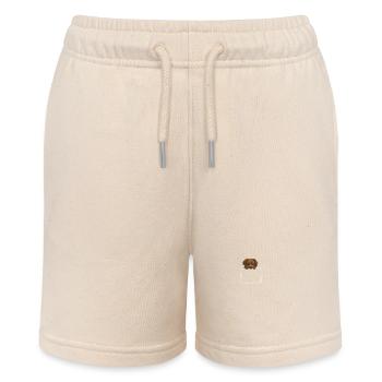 Dog in breast pocket doggy - Stanley/Stella MINI BOLTER Organic Teen Jogging Shorts - soft Ecru - Front