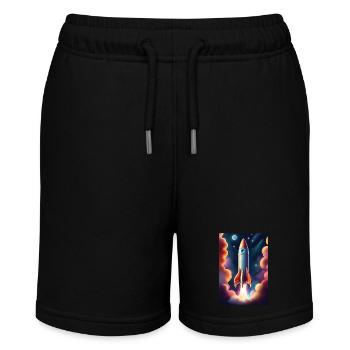 Rocket ship flying to space - Stanley/Stella MINI BOLTER Organic Teen Jogging Shorts - black - Front