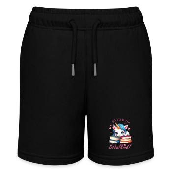 Süßes Einhorn mit Bücher - Ich bin jetzt Schulkind - Stanley/Stella Teenager Bio-Joggingshorts MINI BOLTER - Schwarz - Vorne
