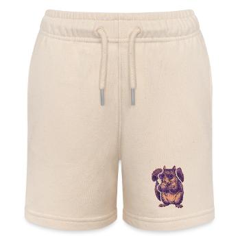 Squirrel with sunglasses nibbling hazelnut - Stanley/Stella MINI BOLTER Organic Teen Jogging Shorts - soft Ecru - Front