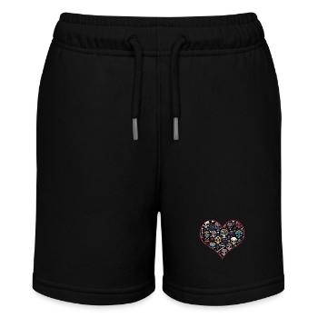 Buntes dekoratives Skullmuster - Stanley/Stella Teenager Bio-Joggingshorts MINI BOLTER - Schwarz - Vorne