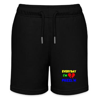Everyday I'm Puzzl'n Funny Puzzle Solver - Stanley/Stella MINI BOLTER Organic Teen Jogging Shorts - black - Front