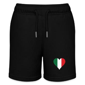 Italien Flagge Herz Lang - Stanley/Stella Teenager Bio-Joggingshorts MINI BOLTER - Schwarz - Vorne