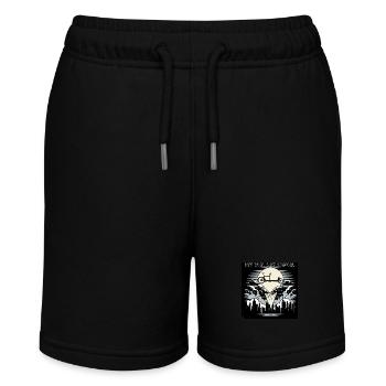 Cargo bike in Bat-Signal style, cargo bike - Stanley/Stella MINI BOLTER Organic Teen Jogging Shorts - black - Front