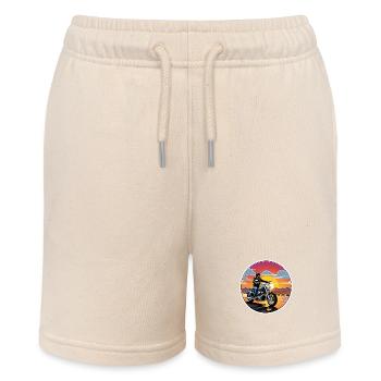 Motorrad und Sonnenuntergang, Biker-Geschenk - Stanley/Stella Teenager Bio-Joggingshorts MINI BOLTER - Natur - Vorne