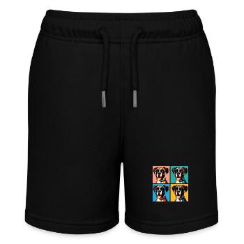 Pop Boxer Hund Porträt - Haustier Porträt - Stanley/Stella Teenager Bio-Joggingshorts MINI BOLTER - Schwarz - Vorne