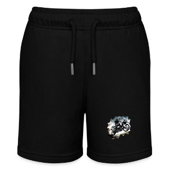 Motorrad fliegt durch die Luft - Stanley/Stella Teenager Bio-Joggingshorts MINI BOLTER - Schwarz - Vorne