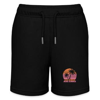 Retro Sonnenuntergang mit Palmen und Spruch - Stanley/Stella Teenager Bio-Joggingshorts MINI BOLTER - Schwarz - Vorne