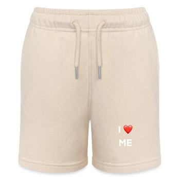 I Love Me, self-love, enough self-confidence, courage - Stanley/Stella MINI BOLTER Organic Teen Jogging Shorts - soft Ecru - Front