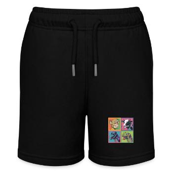 Pop-art Affe Kuh Rabe Schlange bunt - Stanley/Stella Teenager Bio-Joggingshorts MINI BOLTER - Schwarz - Vorne