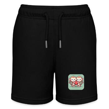 Affen mit Herz - Stanley/Stella Teenager Bio-Joggingshorts MINI BOLTER - Schwarz - Vorne