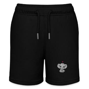 Süßer Elefant und Herz, Geschenk für Baby - Stanley/Stella Teenager Bio-Joggingshorts MINI BOLTER - Schwarz - Vorne