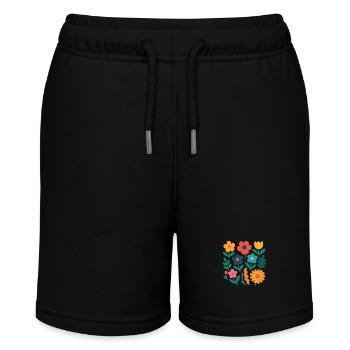 Bloody Vibes - Flache Designblumen - Stanley/Stella Teenager Bio-Joggingshorts MINI BOLTER - Schwarz - Vorne