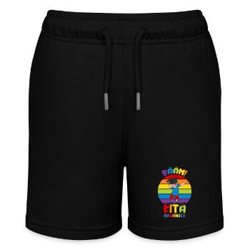 Kindergarten Dabbing Junge Bääm Kita Abgänger 2026 - Stanley/Stella Teenager Bio-Joggingshorts MINI BOLTER - Schwarz - Vorne