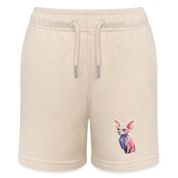 Sphinx Cat - Stanley/Stella MINI BOLTER Organic Teen Jogging Shorts - soft Ecru - Front