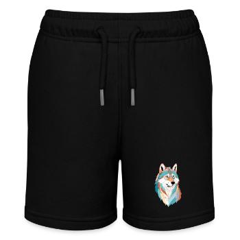 Wolf Vektor Kunst mit lebendiger Farbe Illustration - Stanley/Stella Teenager Bio-Joggingshorts MINI BOLTER - Schwarz - Vorne