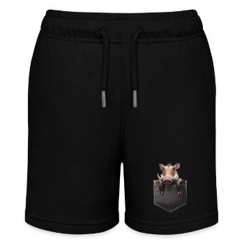 Warzenschwein - Stanley/Stella Teenager Bio-Joggingshorts MINI BOLTER - Schwarz - Vorne