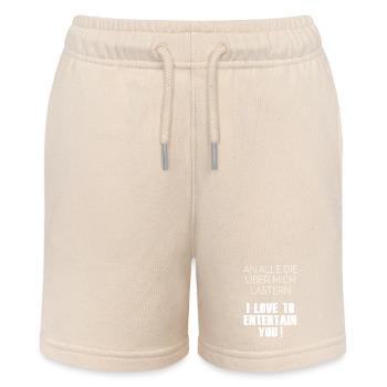 I Love to Entertain You – Saying Shirt - Stanley/Stella MINI BOLTER Organic Teen Jogging Shorts - soft Ecru - Front