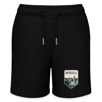 Retro badge, Marseille France is my hometown - Stanley/Stella MINI BOLTER Organic Teen Jogging Shorts - black - Front