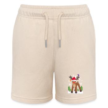 Rentier Elch Weihnachtsrentier Schnee Lustig - Stanley/Stella Teenager Bio-Joggingshorts MINI BOLTER - Natur - Vorne