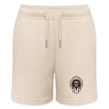 Chief Headdress Illustration - Stanley/Stella MINI BOLTER Organic Teen Jogging Shorts - soft Ecru - Front