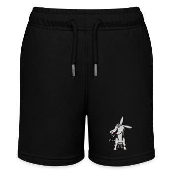 lustiger Esel mit Locken - Stanley/Stella Teenager Bio-Joggingshorts MINI BOLTER - Schwarz - Vorne