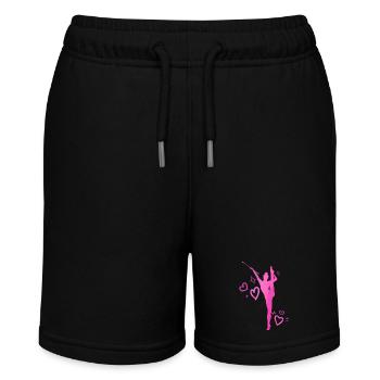 Twirleuse rosa Herzen - Stanley/Stella Teenager Bio-Joggingshorts MINI BOLTER - Schwarz - Vorne