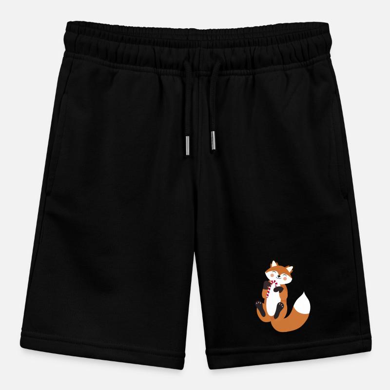 Playful fox with candy cane for Christmas Stanley/Stella MINI BOLTER Organic Teen Jogging Shorts